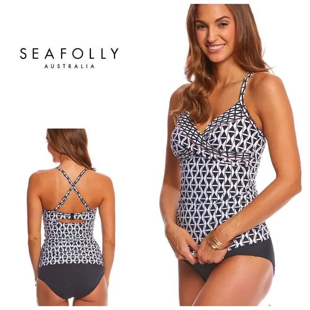 New. Seafolly v-neck wrap tankini top. Size 14. Retails $164.